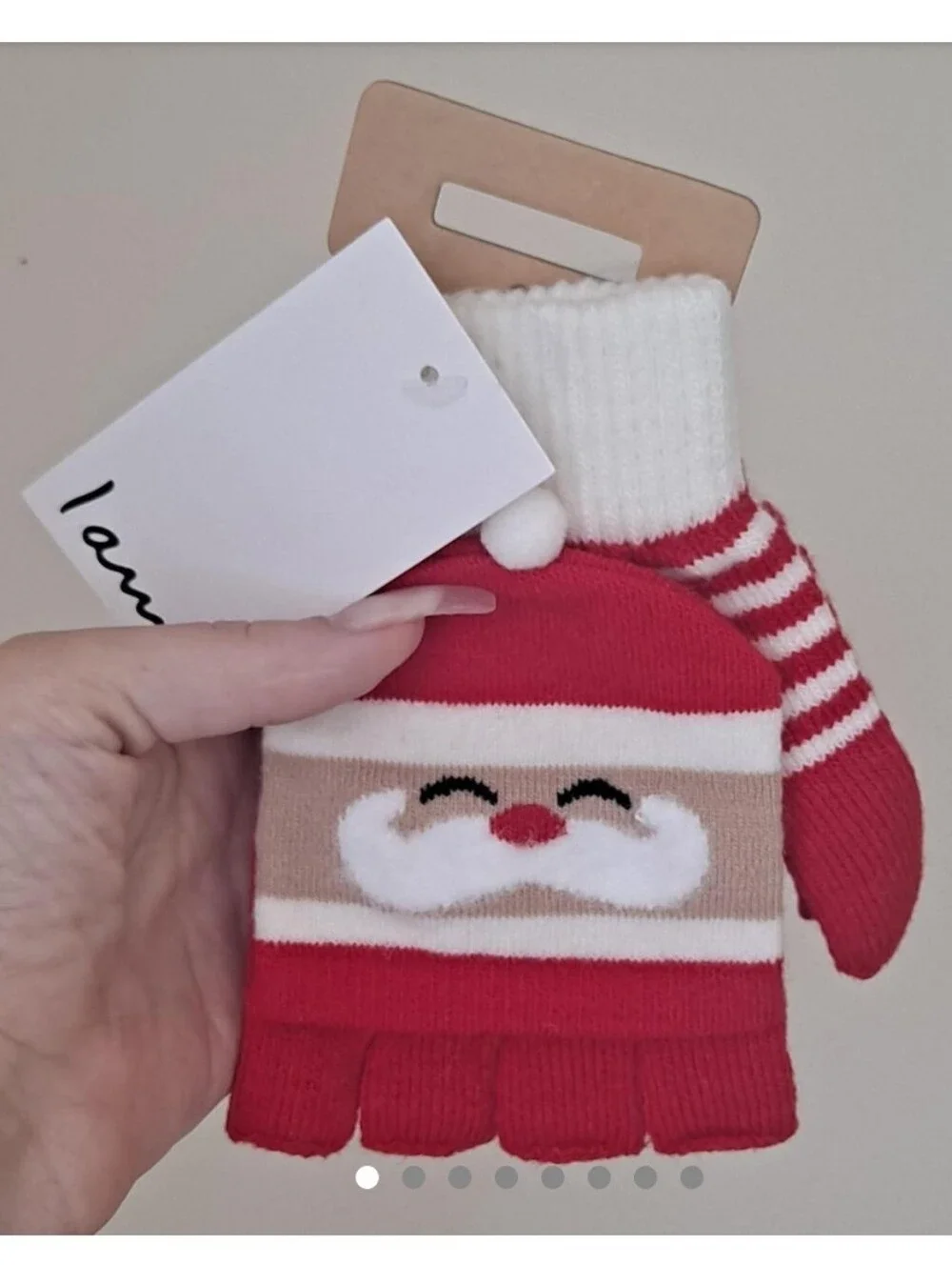 I AM Fingerless Santa Gloves Christmas Gloves Red White Striped Brand New